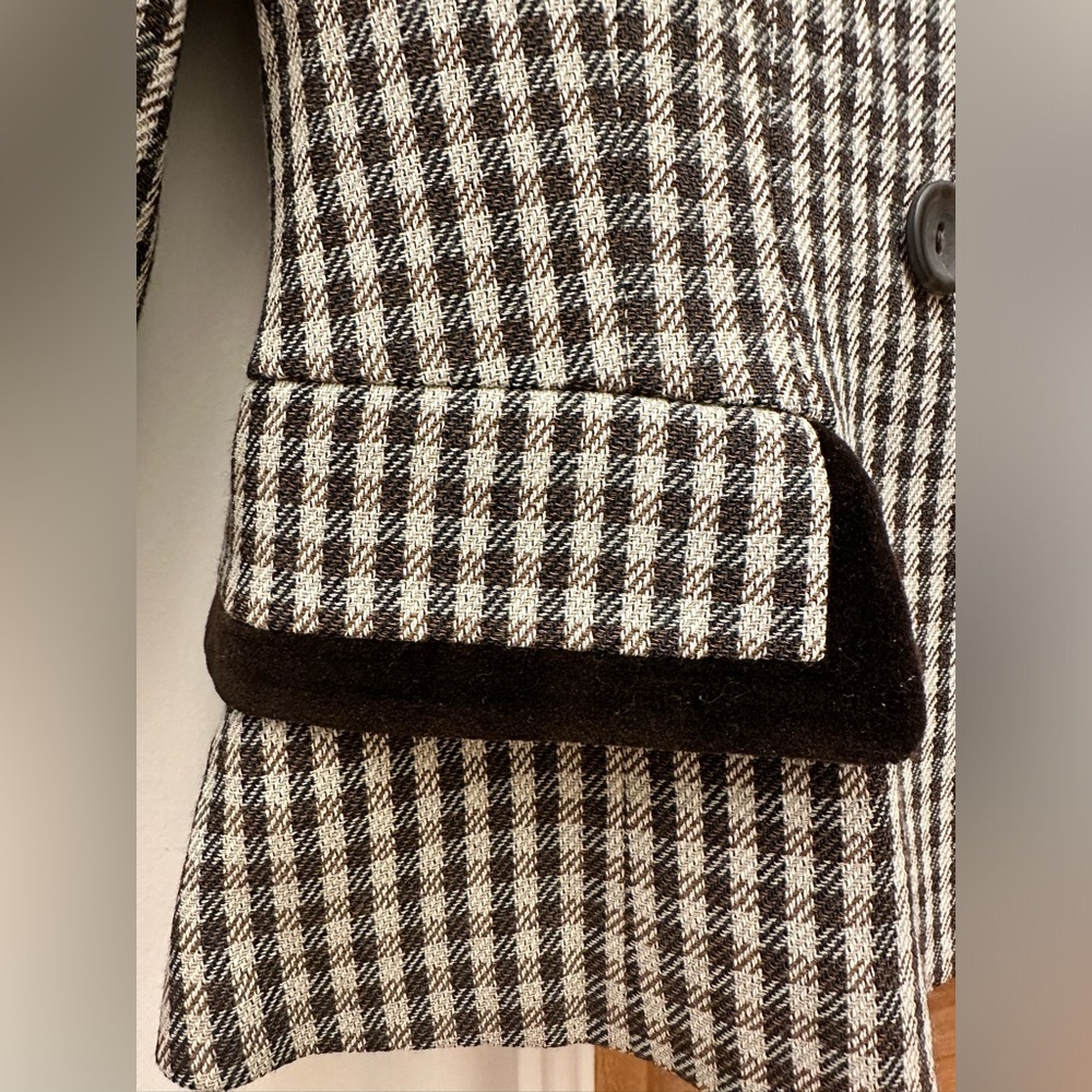 Sportmax Size 4 Brown/Neutrals Plaid Double Breasted Blazer - Picture 6 of 9